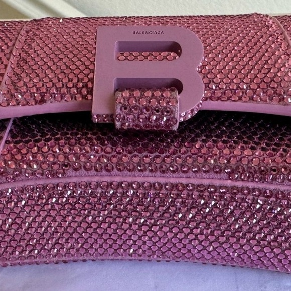 Balenciaga Hourglass Pink Crystal Embellished Crossbody Bag - Picture 9 of 16